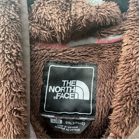 THE NORTH FACE Jacket Girls Size Large Hoodie Full Zip Fleece Furry Cozy Brown - Picture 7 of 7